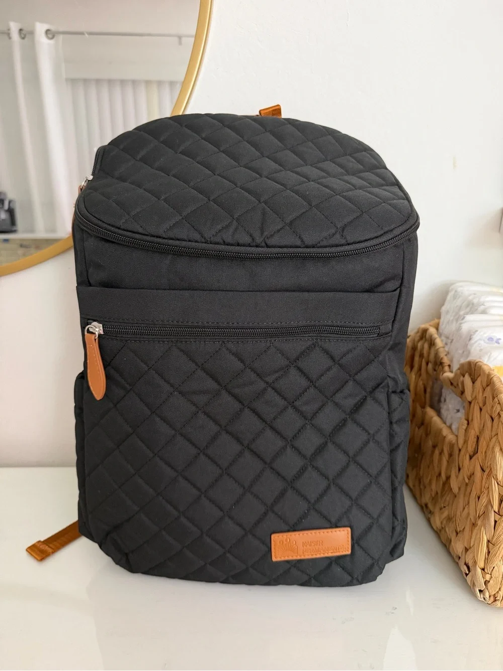 Quilted Black Baby Diaper Bag